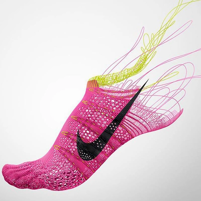 Hình ảnh minh họa cho chất liệu vải Flyknit đặc biệt thường thấy trên các dòng giày thể thao chính hãng