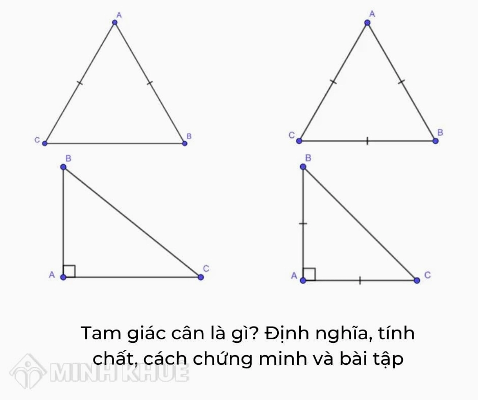 Hình ảnh minh họa khái niệm tam giác cân định nghĩa tính chất và ứng dụng