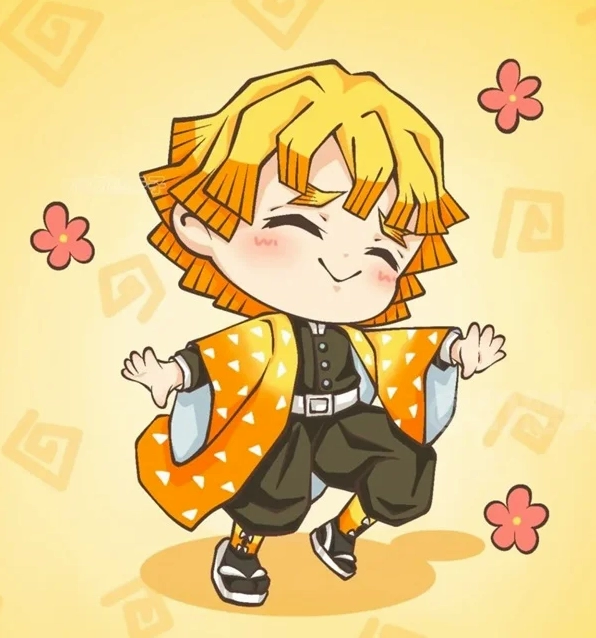Hình ảnh zenitsu chibi trong thanh gươm diệt quỷ