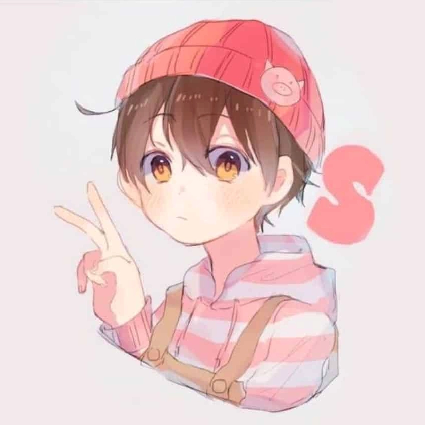 Hình Anime boy màu hồng cute dễ thương cho màn hình điện thoại