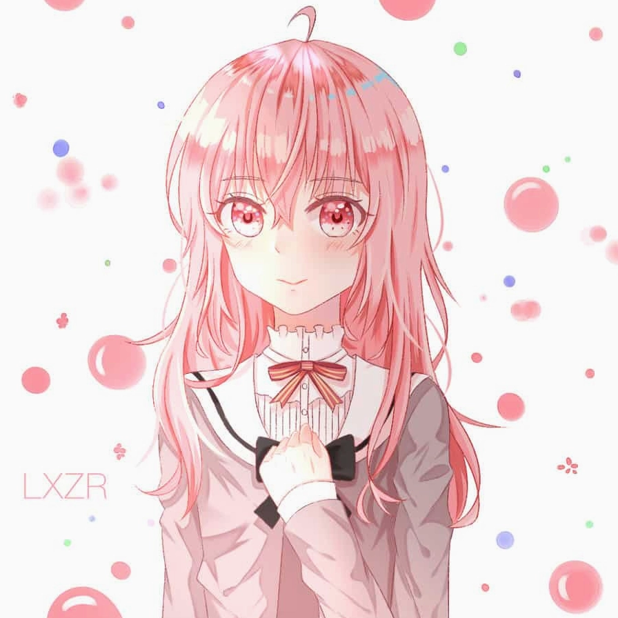 Hình Anime màu hồng ngầu đáng yêu với nụ cười tỏa nắng