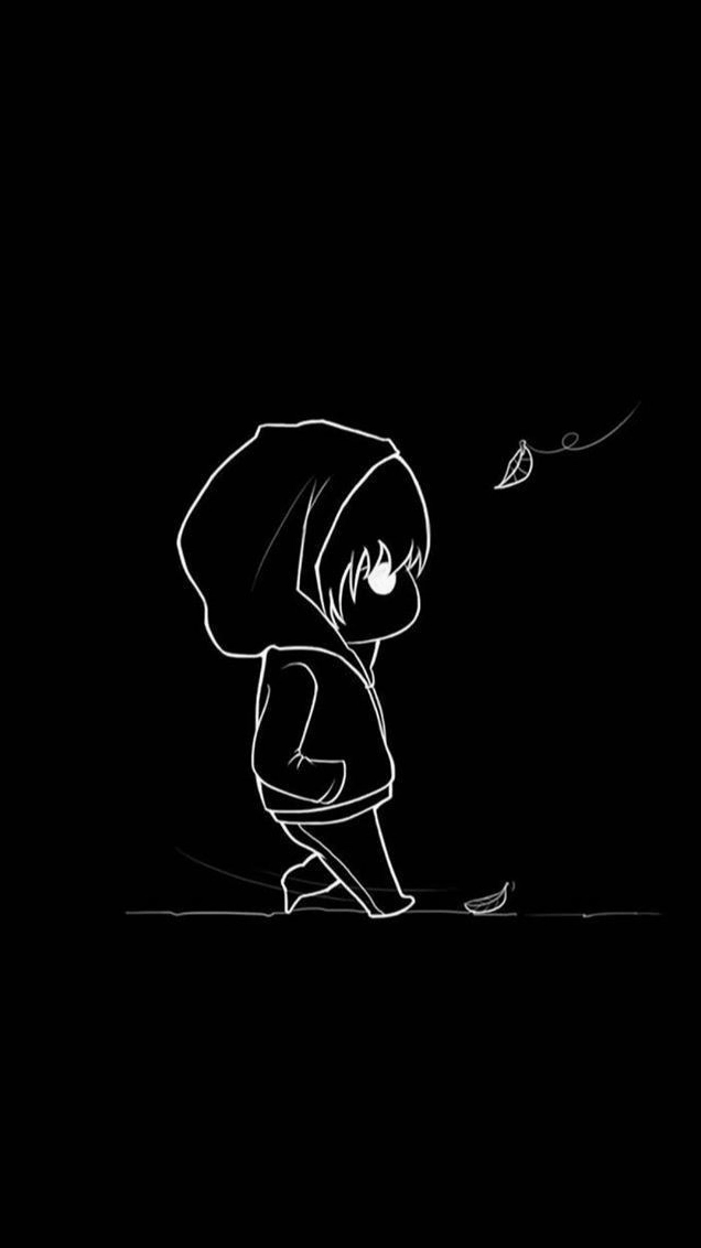 Hình anime trắng đen buồn tâm trạng sâu lắng
