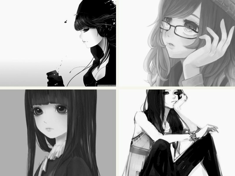 Hình anime trắng đen lạnh lùng nữ ngầu sắc nét