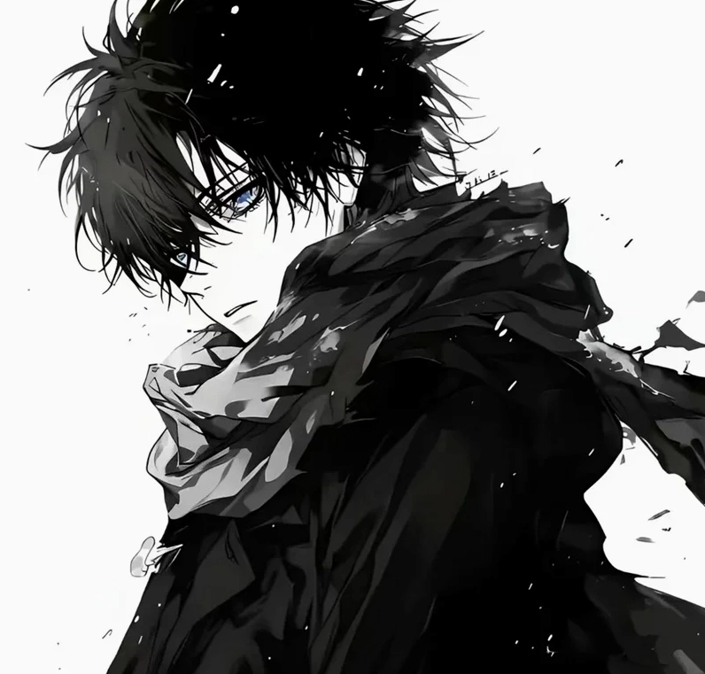 Hình nền anime trắng đen nam 1 đơn giản tinh tế