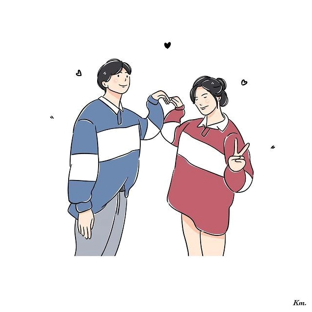Hình nền cặp đôi mùa Valentine phong cách chibi siêu ngộ nghĩnh