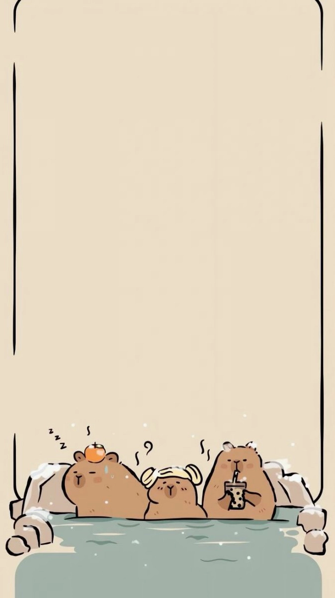 Hình nền capybara phong cách chibi tối giản thân thiện với người dùng