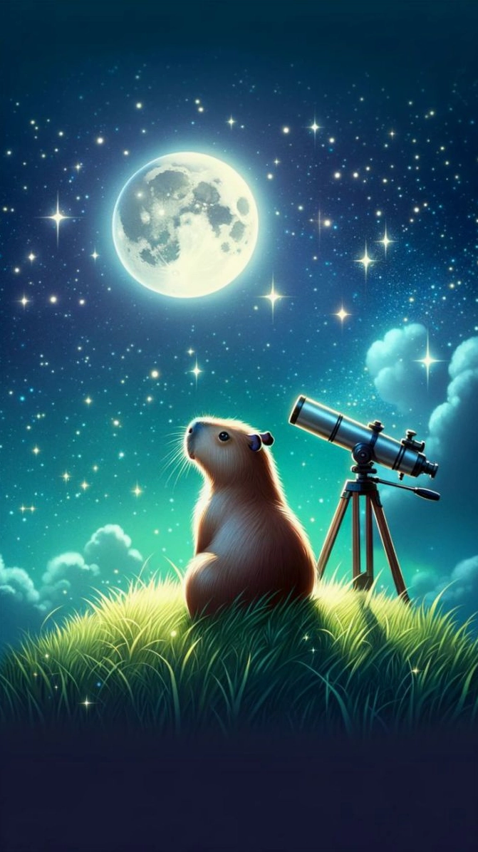 Hình nền capypara ngồi ngắm sao
