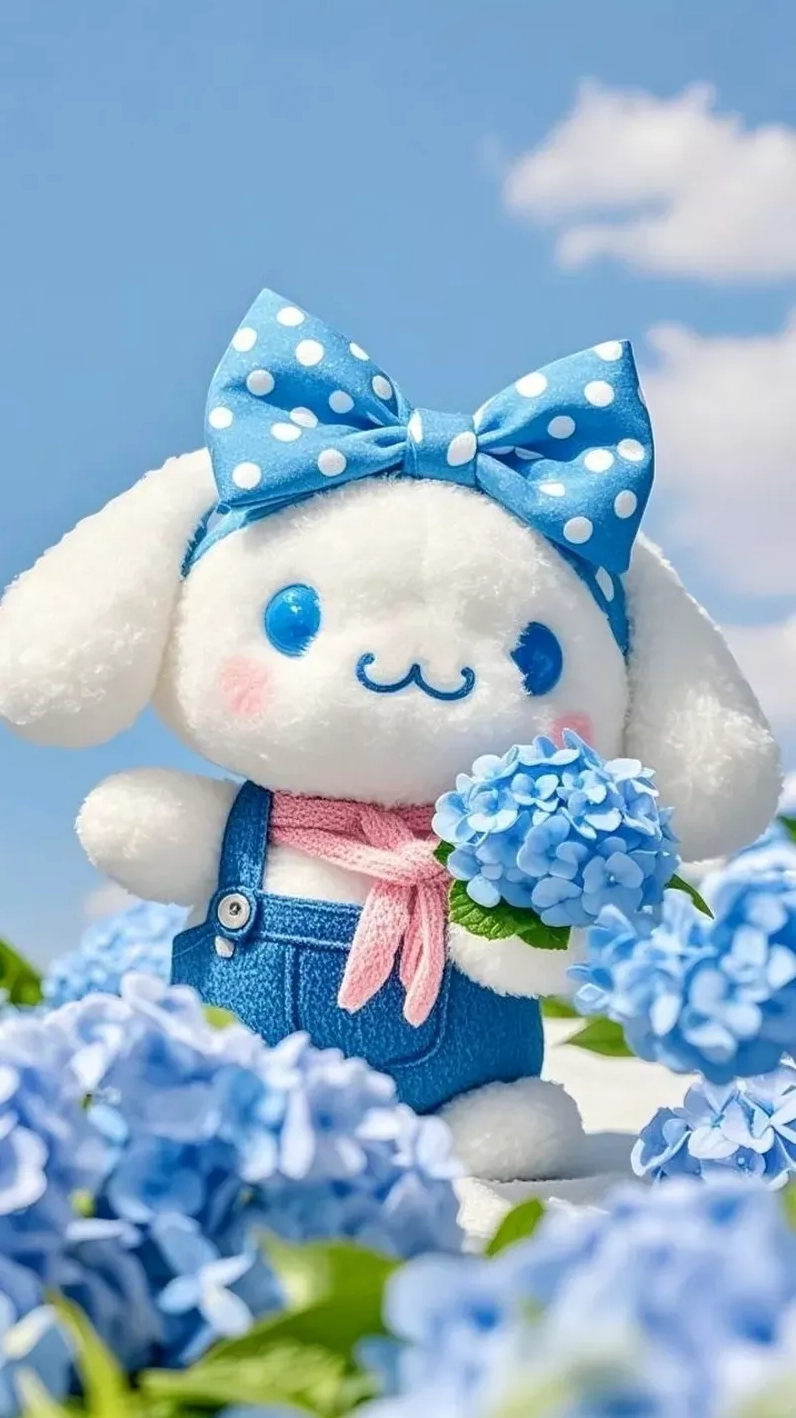 hình nền cinnamoroll chất lượng 4k sắc nét với bối cảnh khu vườn mùa xuân