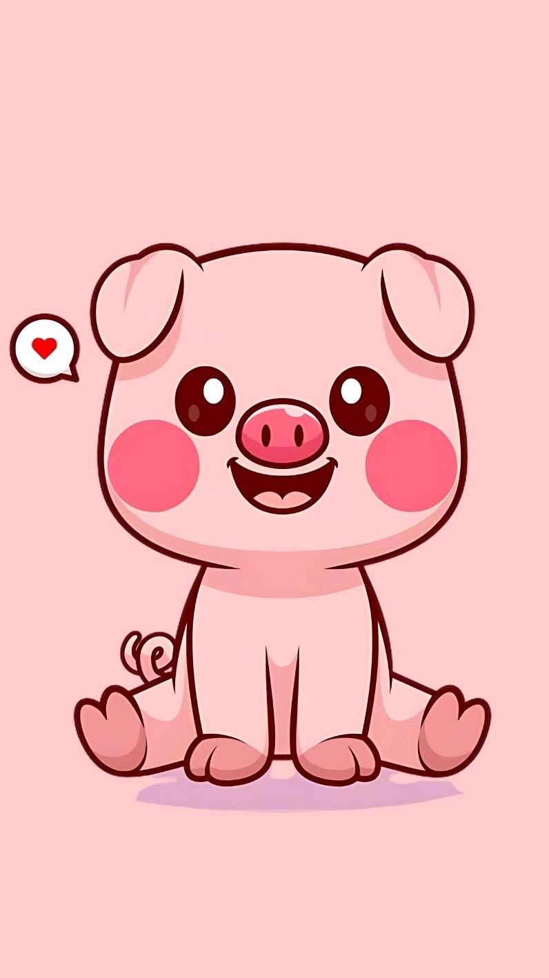 Hình nền con heo hồng chibi dễ thương sắc nét cho điện thoại smartphone