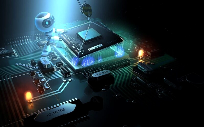 Hình nền công nghệ 3D với các vòng tròn sáng đồng tâm lan tỏa