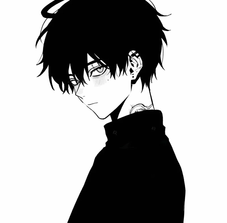 Hình nền đen trắng Anime boy lạnh lùng cá tính mạnh
