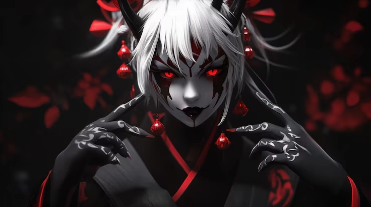 Hình nền đen trắng Anime khung cảnh lễ hội Halloween ma quái kỳ bí độc đáo