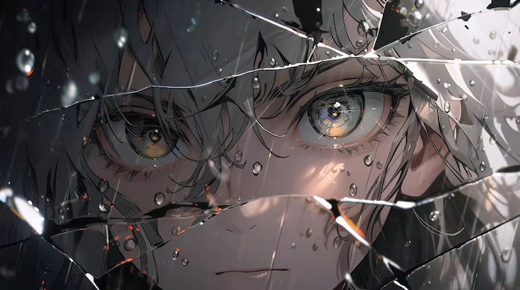 Hình nền đen trắng Anime nhân vật nam đứng dưới cơn mưa tầm tã đầy tâm trạng buồn bã