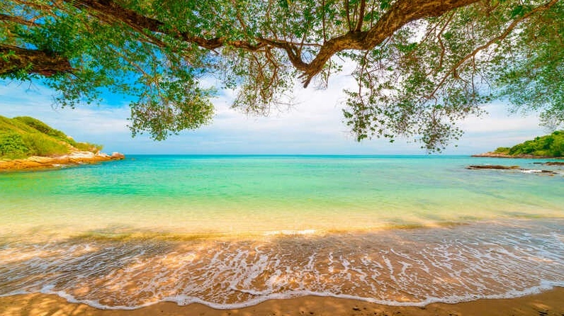 Hình nền đen trắng thiên nhiên biển cả bao la với đường chân trời rộng mở