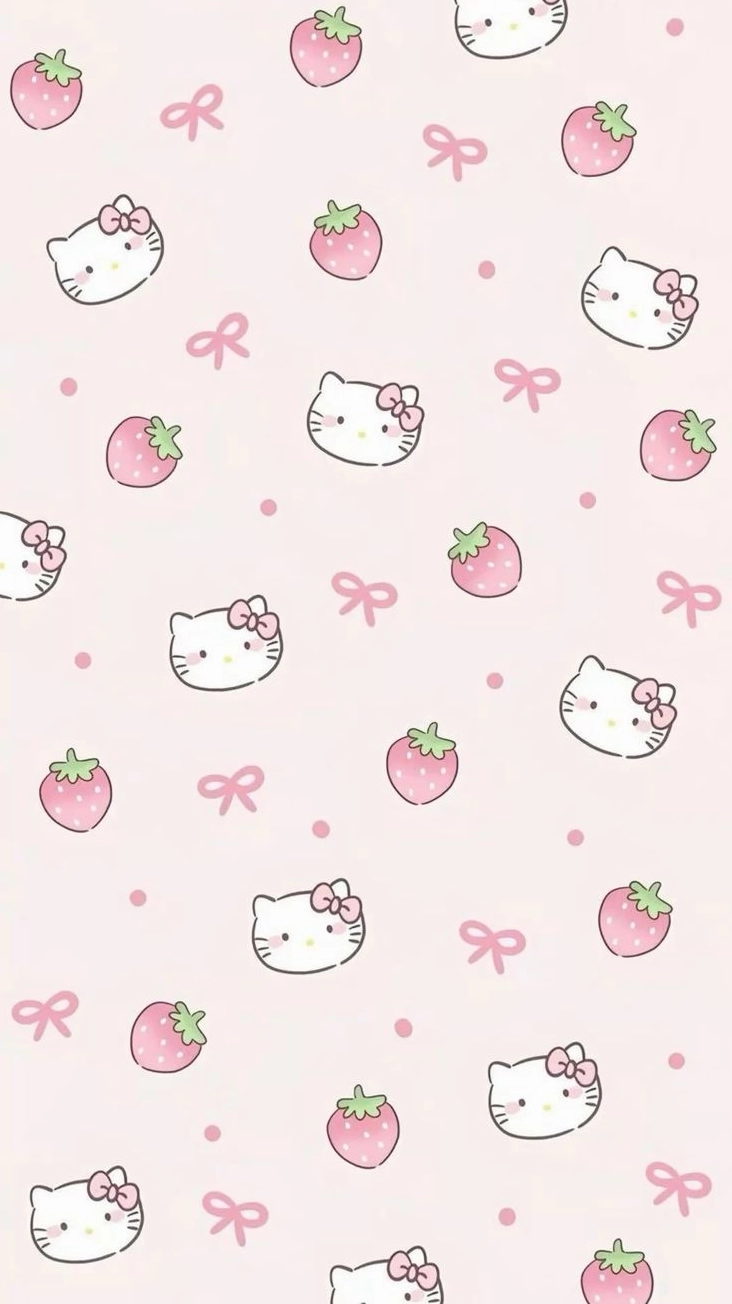 Hình nền điện thoại Hello Kitty màu hồng đáng yêu chất lượng cao