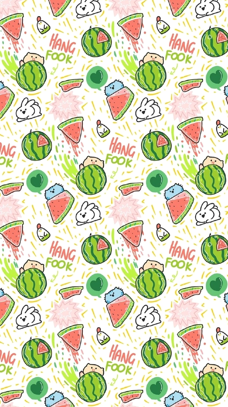 Hình nền dưa hấu đáng yêu cho điện thoại tỉ lệ 9:16 phong cách ảnh nền trái cây cute