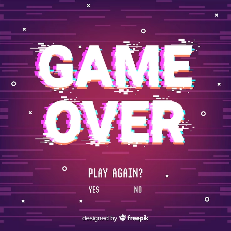 Hình nền game over glitch background với màu sắc neon nổi bật