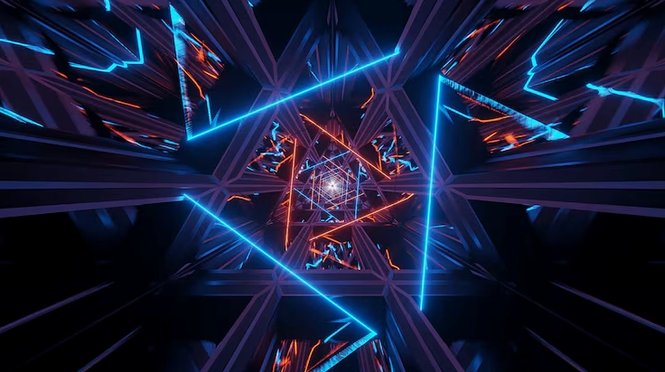 Hình nền gaming 4k vũ trụ kết hợp ánh sáng laser neon màu cam