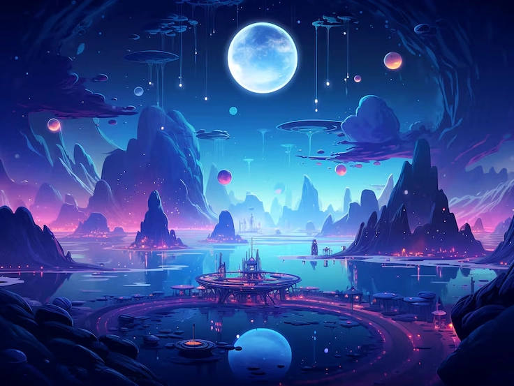 Hình nền gaming chất lượng cao nghệ thuật số các hành tinh dải ngân hà