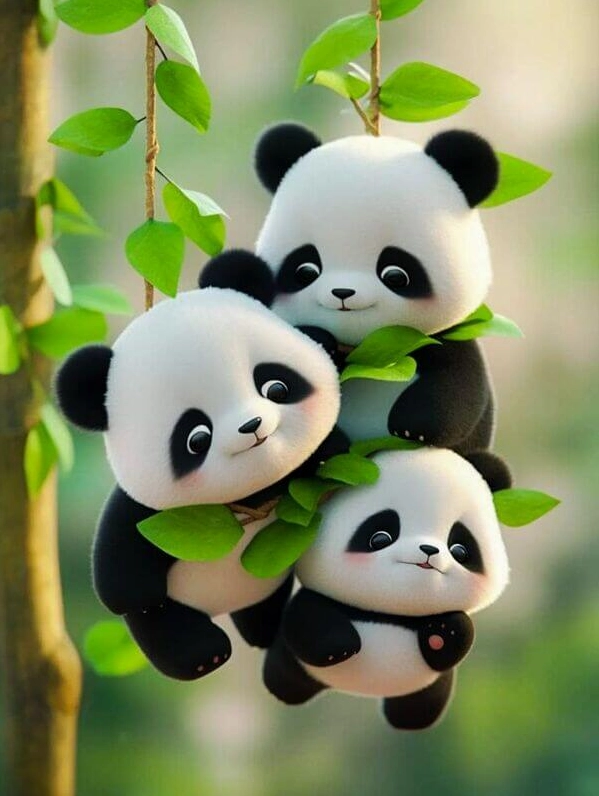 Hình nền gấu trúc chất lượng cao đang leo trèo trên những cành cây