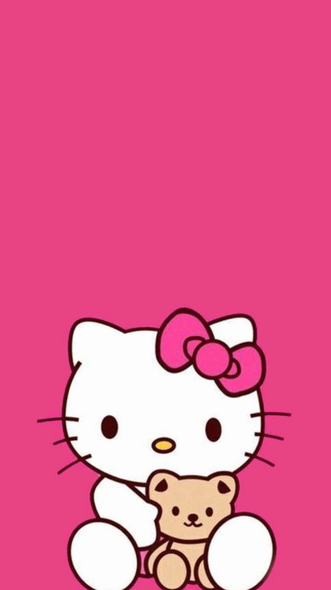 Hình nền Hello Kitty dễ thương tông hồng đậm rực rỡ cá tính