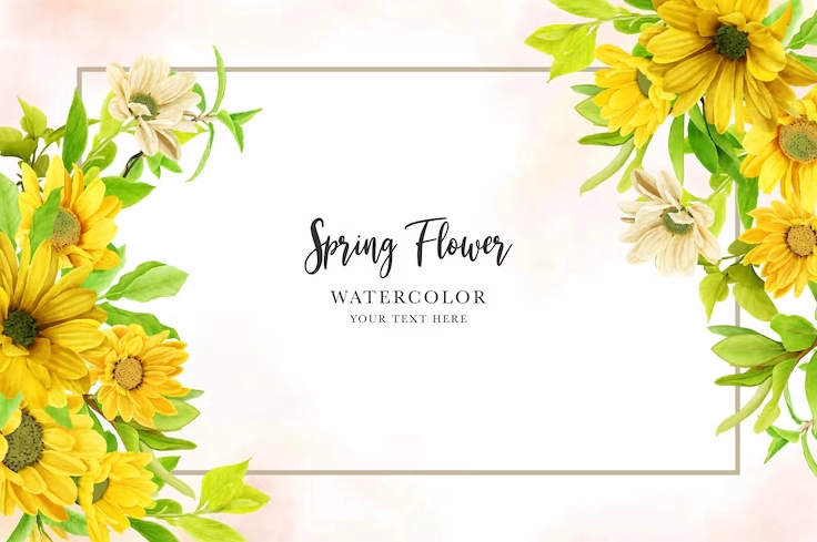 Hình nền hoa hướng dương màu nước nghệ thuật tinh tế sắc nét