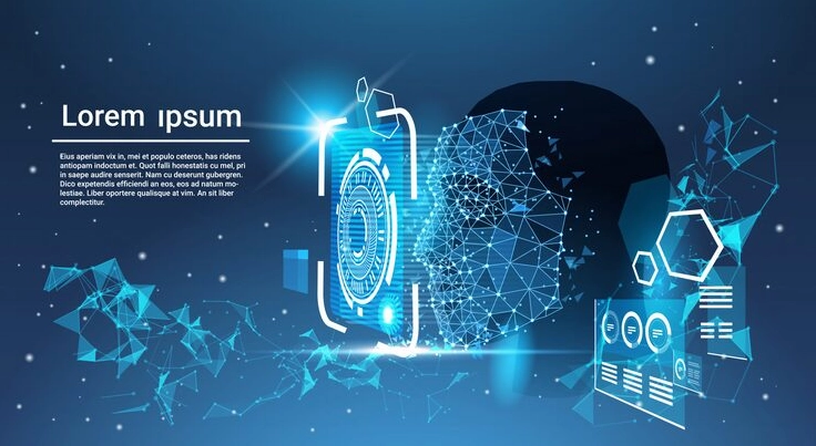 Hình nền khoa học công nghệ quét nhận diện khuôn mặt AI thông minh
