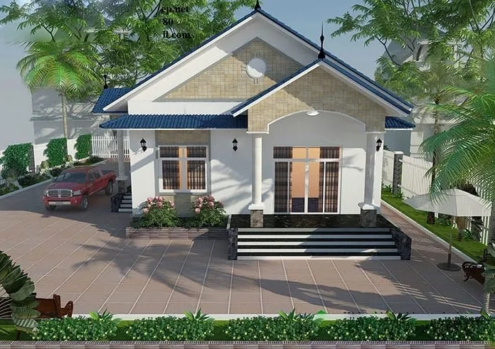 Hình nền kiến trúc ngôi nhà hiện đại hài hòa cùng thiên nhiên cây cỏ
