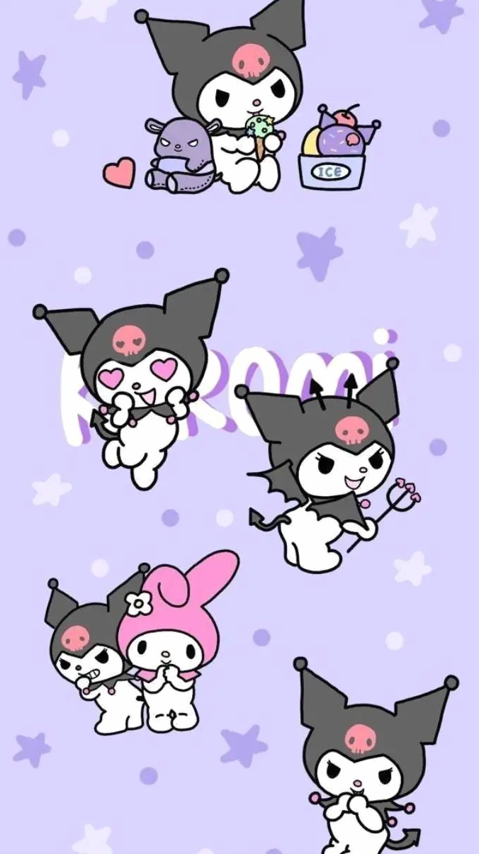 Hình nền kuromi màu tím họa tiết đáng yêu sắc nét