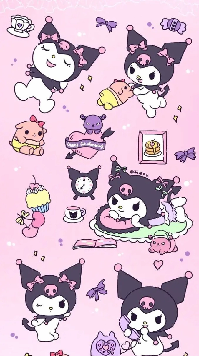 Hình nền kuromi ngọt ngào lãng mạn cho màn hình chính