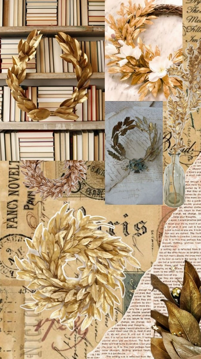 Hình nền lá nguyệt quế vàng mang thông điệp may mắn