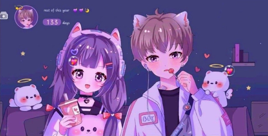 Hình nền màn hình máy tính Anime phong cảnh trường học dễ thương dưới bầu trời xanh thẳm