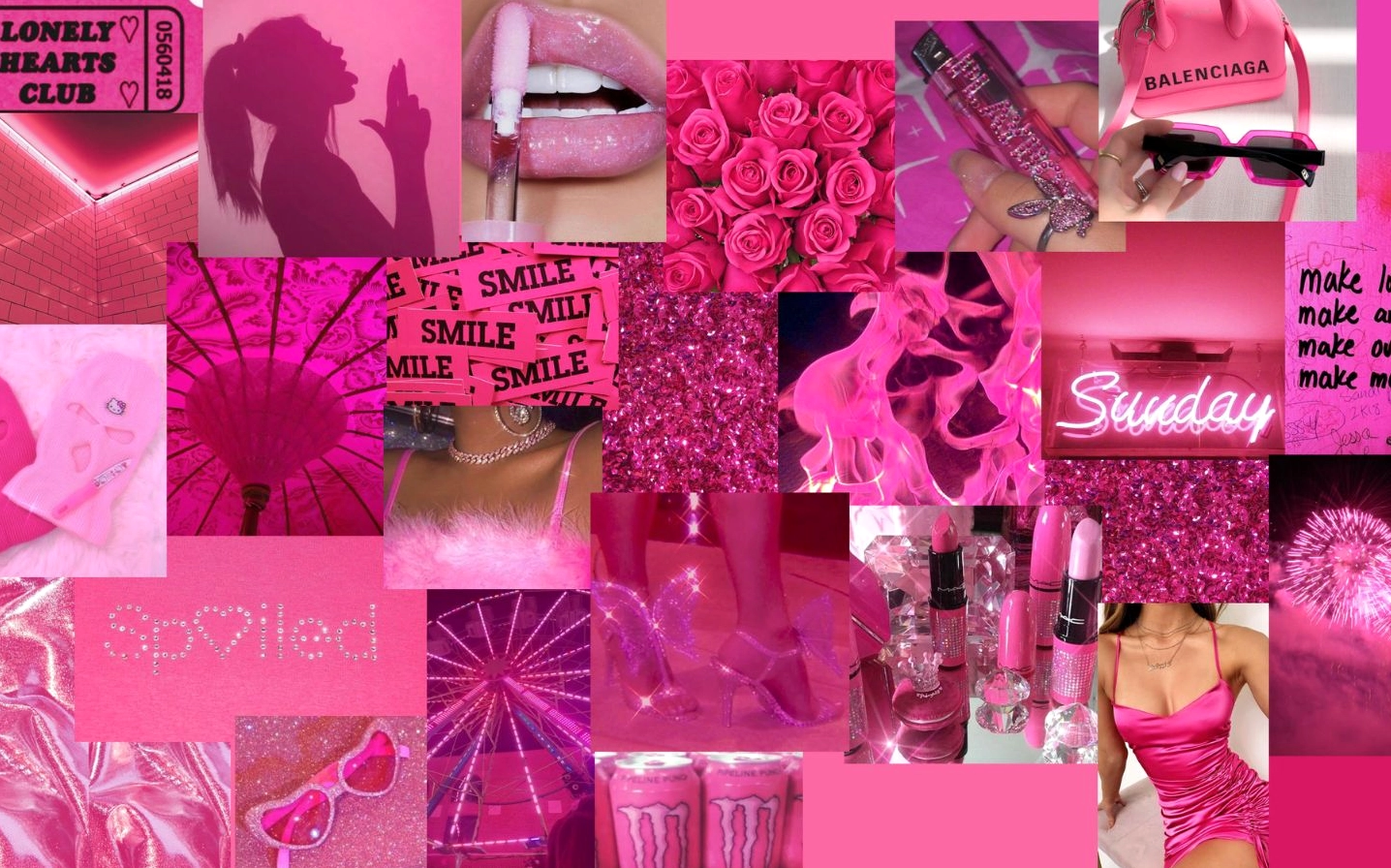 Hình nền màu hồng cho điện thoại với nghệ thuật collage hồng Fuchsia cá tính