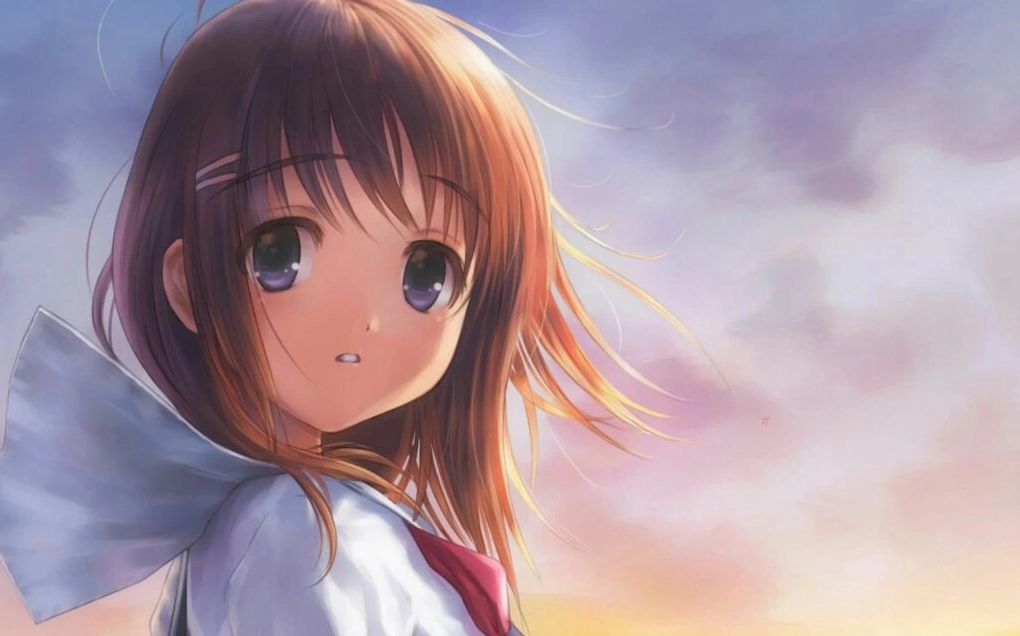 Hình nền máy tính phong cách anime cô gái dễ thương và ngộ nghĩnh