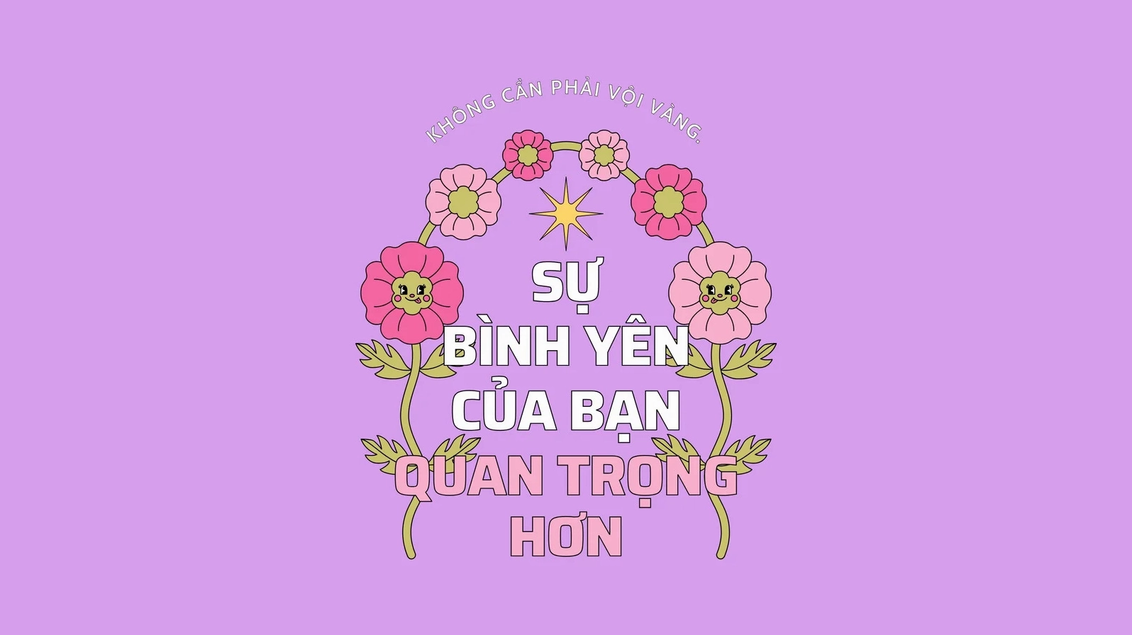 Hình nền máy tính truyền động lực yêu bản thân với tông màu tím hoa cà vui tươi sắc nét