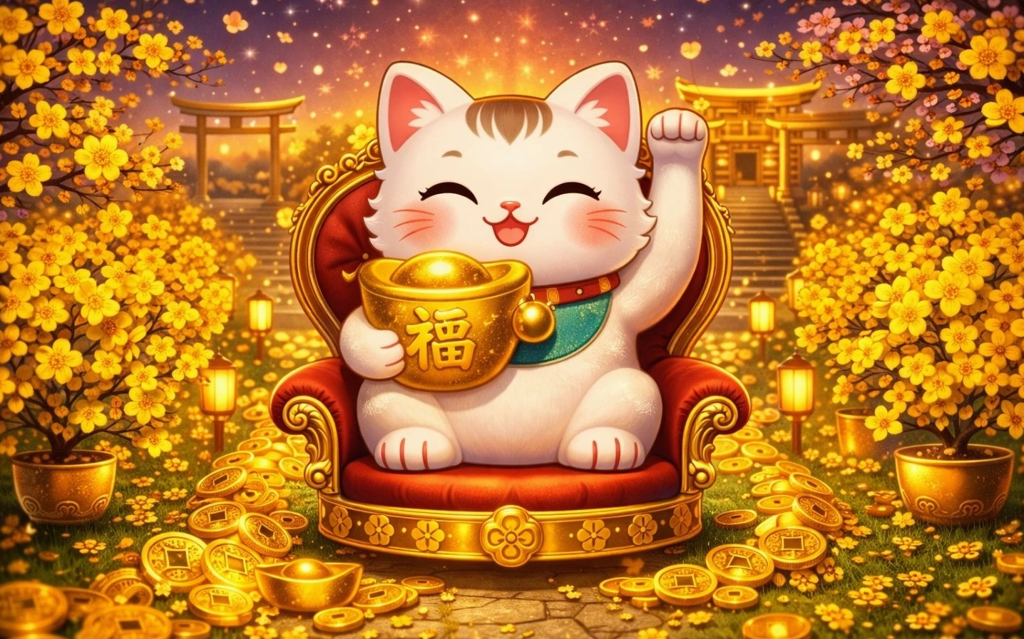 Hình nền mèo dễ thương với nụ cười hiền hòa gợi cảm giác may mắn dài lâu