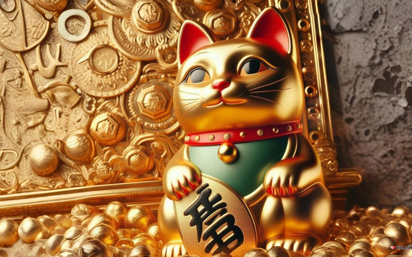 Hình nền mèo thần tài ánh kim sang trọng đẳng cấp cho điện thoại