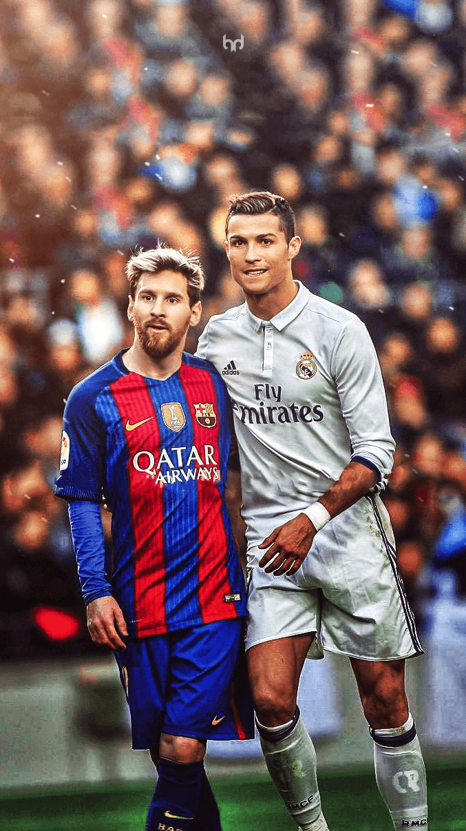 Hình nền ronaldo messi thiết kế dọc dành riêng cho màn hình khóa điện thoại