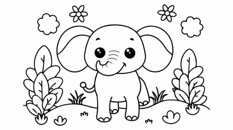 Hình tô màu cô bé với mái tóc ngắn cá tính và nụ cười rạng rỡ