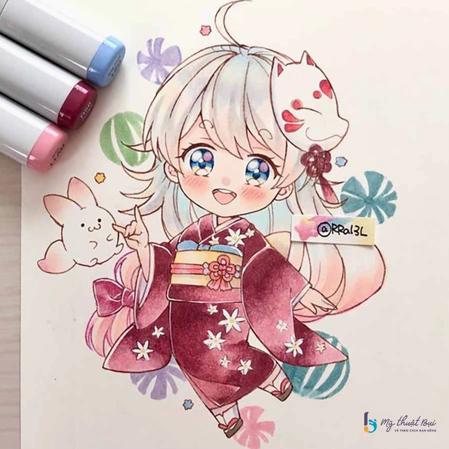 Hình vẽ anime chibi đáng yêu với biểu cảm ngộ nghĩnh