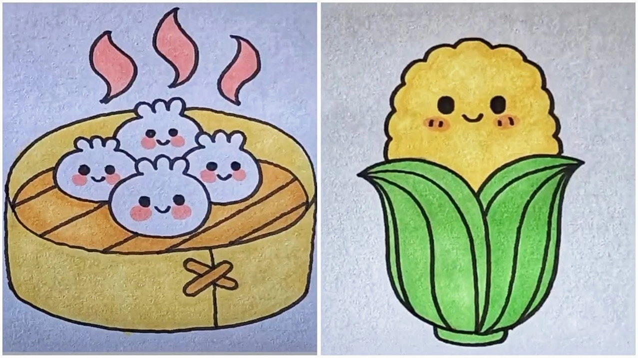 Hình vẽ cô gái thắt bím tóc hai bên nhí nhảnh