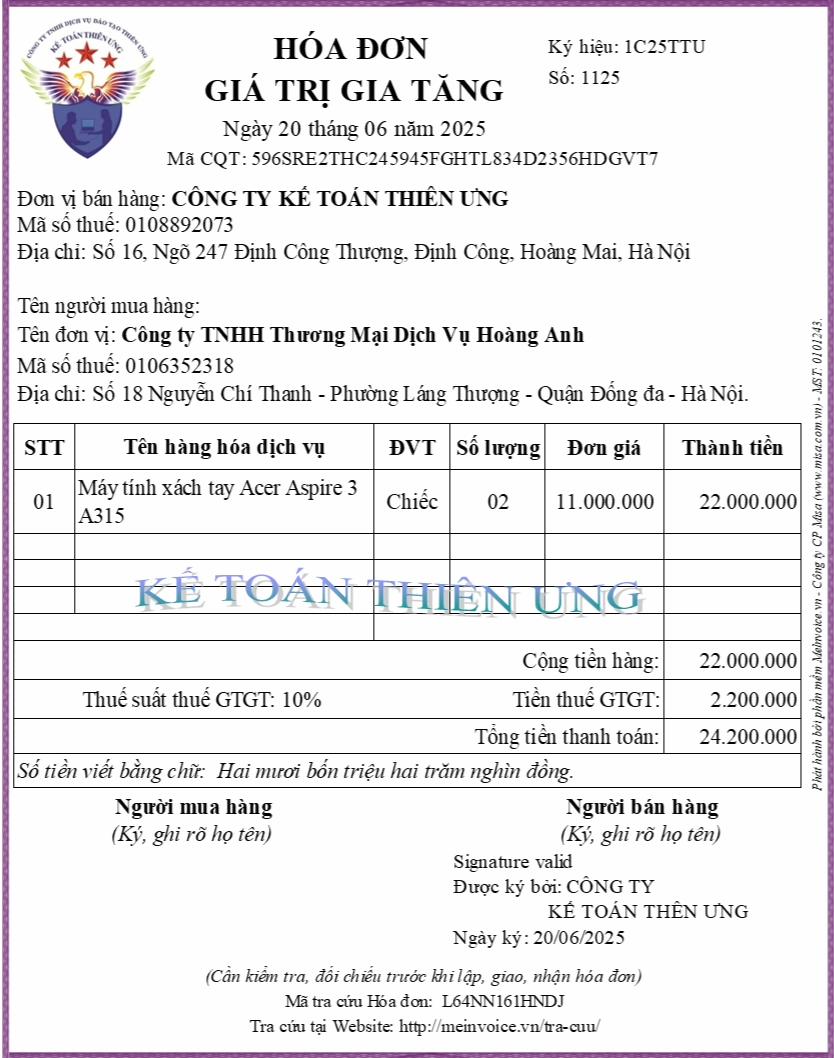 Hóa đơn điện tử sai mã số thuế người mua