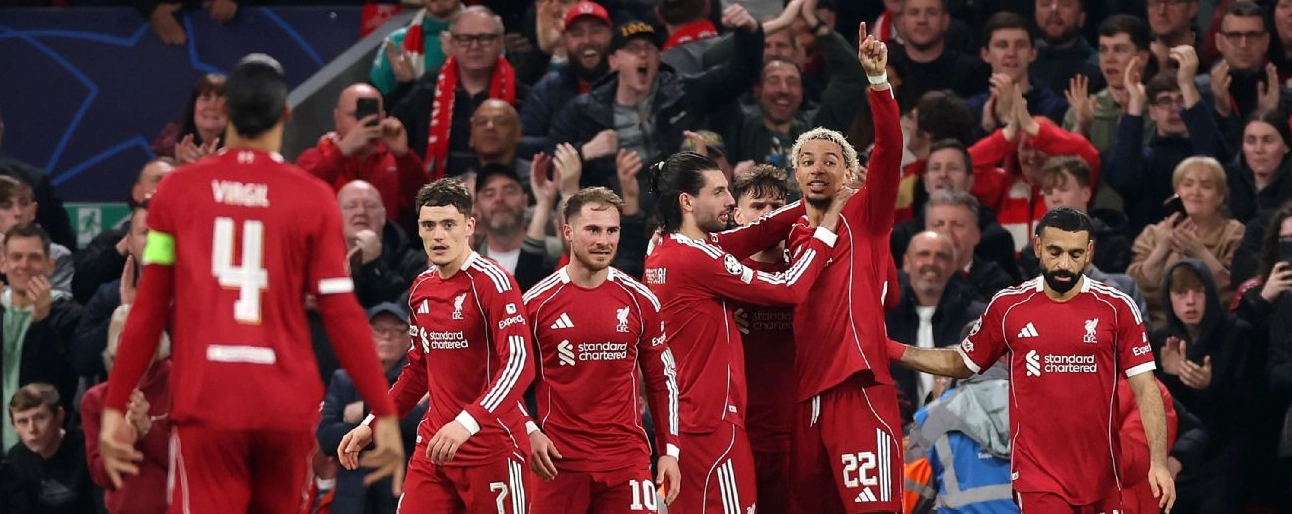 Hugo Ekitike của Liverpool ăn mừng bàn thắng tại đấu trường UEFA Champions League