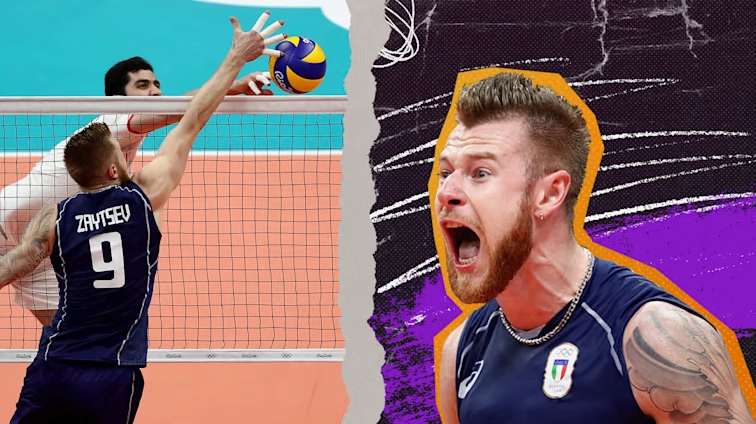 Ivan Zaytsev trong một tình huống tranh chấp căng thẳng trên lưới