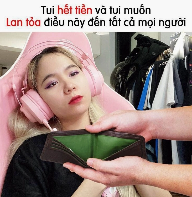 Lấy tiền lau nước mắt meme đáng yêu