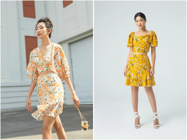 Mẫu áo croptop họa tiết bắt mắt làm nổi bật làn da sáng mịn