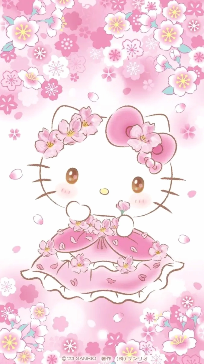 Mẫu hình nền hello kitty màu hồng 3d nổi bật với chiều sâu chân thực
