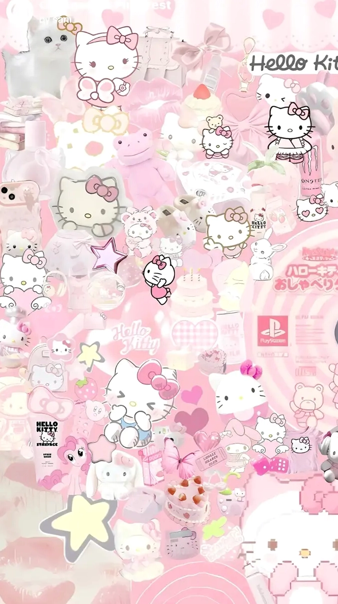 Mẫu hình nền hello kitty màu hồng đơn giản nhưng vô cùng tinh tế và bắt mắt
