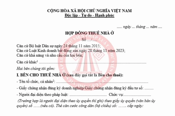 Mẫu hợp đồng thuê nhà 2026 và hướng dẫn điền thông tin tài sản