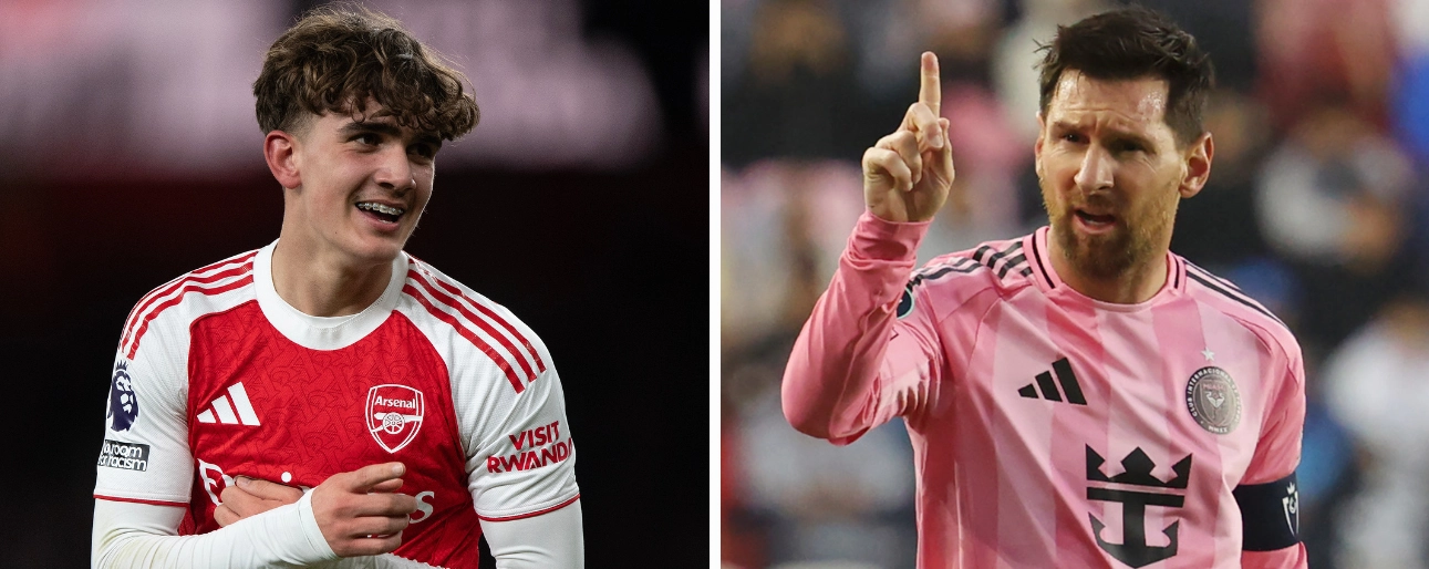 Max Dowman và Lionel Messi trong một trận đấu